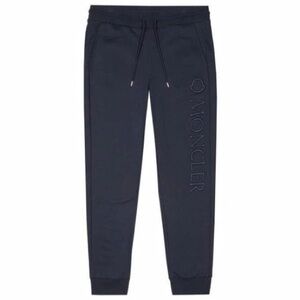 MONCLER NAVY EMBROIDERED LOGO SWEATPANTS